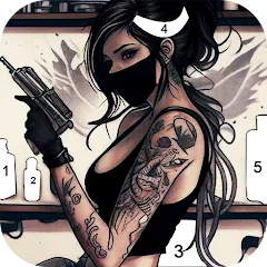 Взломанная Tattoo Coloring games  [МОД Mega Pack] - последняя версия apk на Андроид
