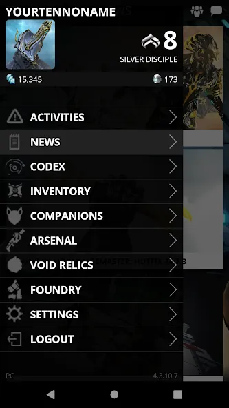 Warframe Companion (Уорфрейм Компаньон)  [МОД Бесконечные монеты] Screenshot 1