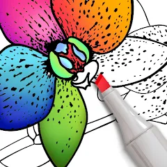 Взломанная Coloring for adults offline  [МОД Unlocked] - полная версия apk на Андроид