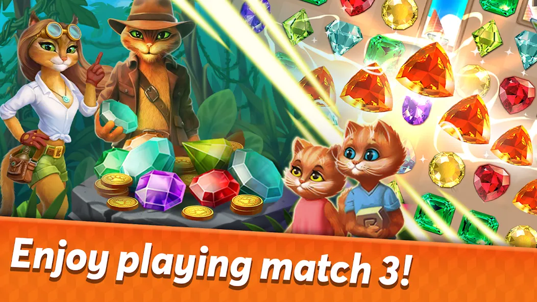 Indy Cat 2: Match 3 game  [МОД Много денег] Screenshot 1