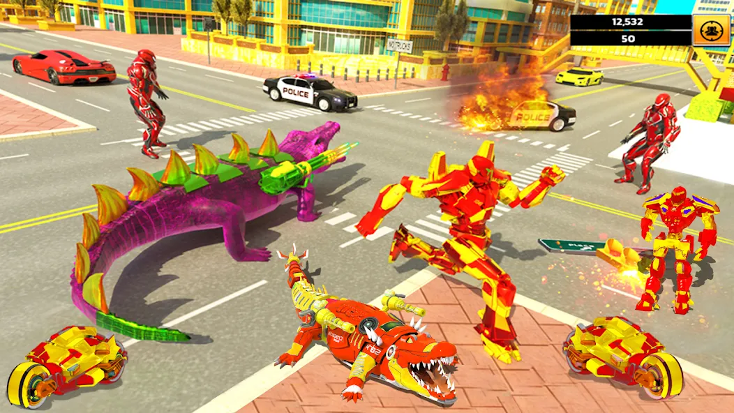 Robot Game Transform Crocodile  [МОД Много денег] Screenshot 3