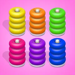 Взломанная Color Sort 3D — Hoop Stack  [МОД Mega Pack] - стабильная версия apk на Андроид